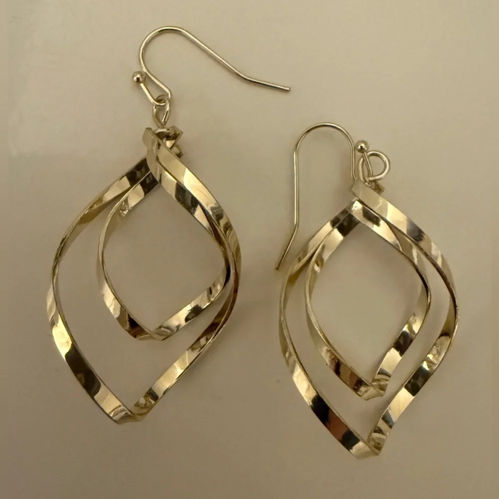 Gold-Tone Double Twist Drop Earrings - Picture 2 of 8